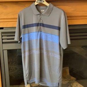 Adidas golf polo. Medium. Grey with blue stripes
